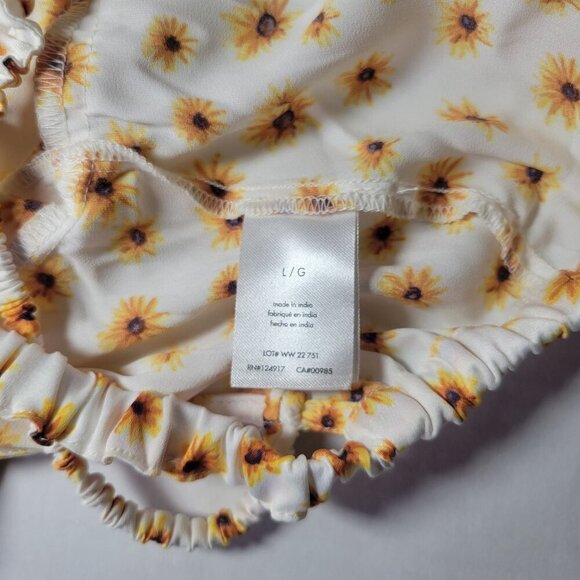 WeWoreWhat Yellow Sunflower Print Long-Sleeve Crisscross Open-Back Blouse Size L - Picture 9 of 10
